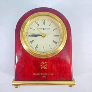 Vtg Howard Miller Rosewood Arch Desk Clock Personalized Quarter Century Club